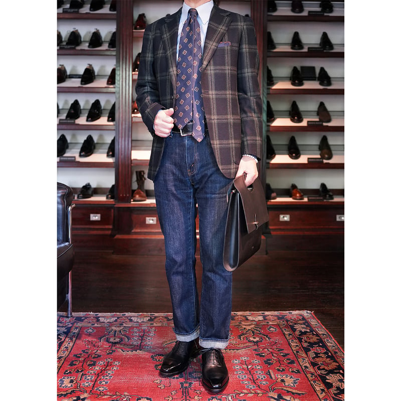 Lee 70s ベロア　Vネック　三角タグ　ナス紺 フランス アノネイ社製ボックスカーフ｜Reverso cap toe oxford black