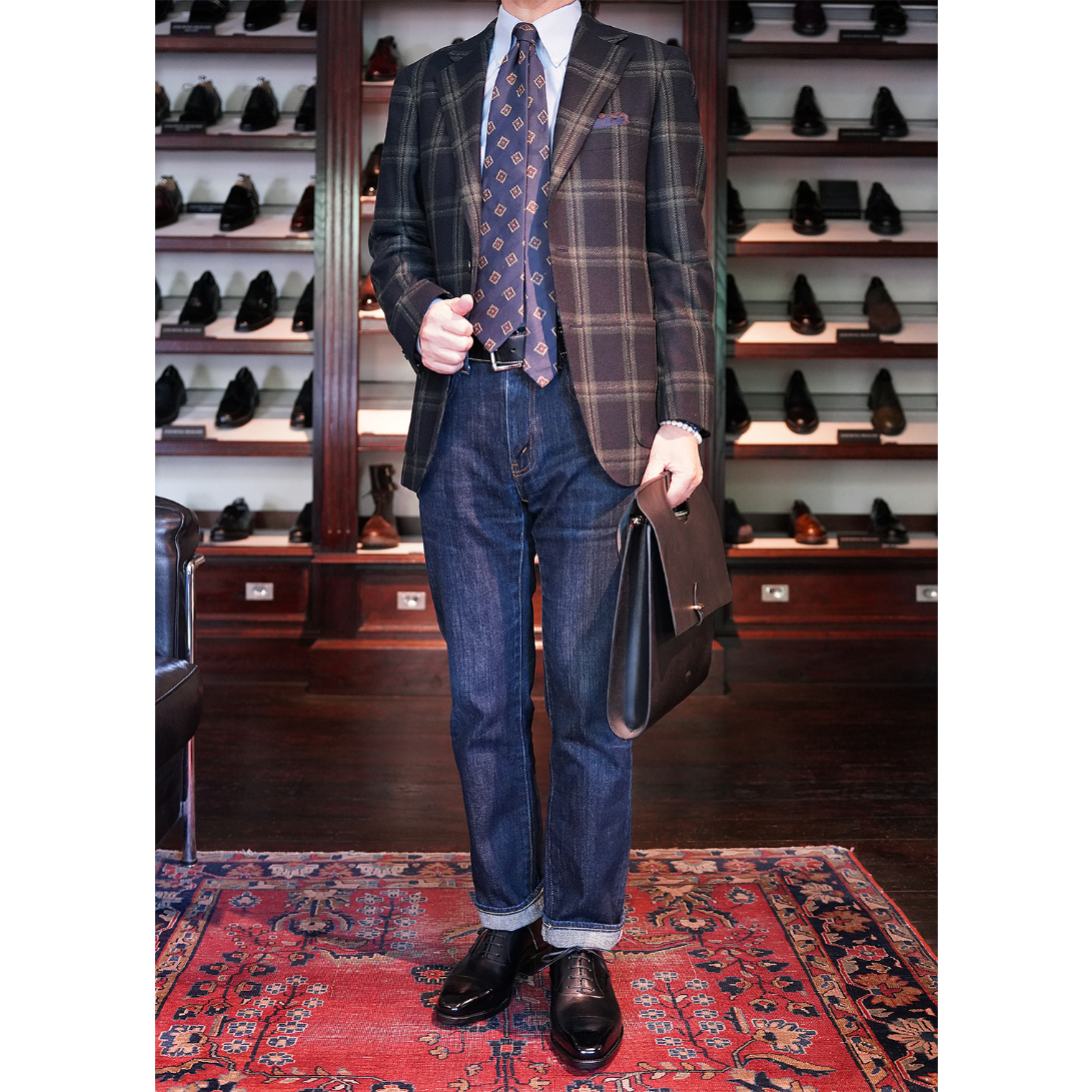 フランス アノネイ社製ボックスカーフ｜Reverso cap toe oxford black