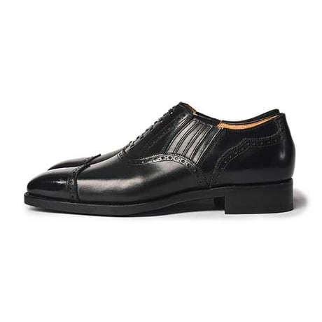 フランス アノネイ社製ボックスカーフ｜Diamond cap toe lazy man black｜CH1303FH-01