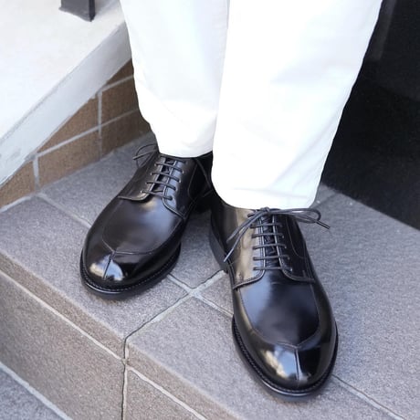 フランス アノネイ社製ボックスカーフ｜V-tip derby black｜CP2401F-01
