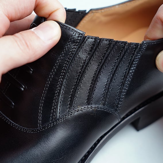 フランス アノネイ社製ボックスカーフ｜Punched cap toe lazy man bla