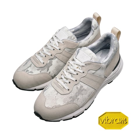 素材別注 VIBRAM ソール｜White camouflage suede sneaker｜Z6000-CB04