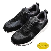 素材別注 VIBRAM ソール｜Black camouflage suede sneaker｜Z6001-CB01