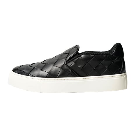 爽やかホワイトフラットソールスニーカー｜Intrecciato slip-on sneaker black｜CS5705-01