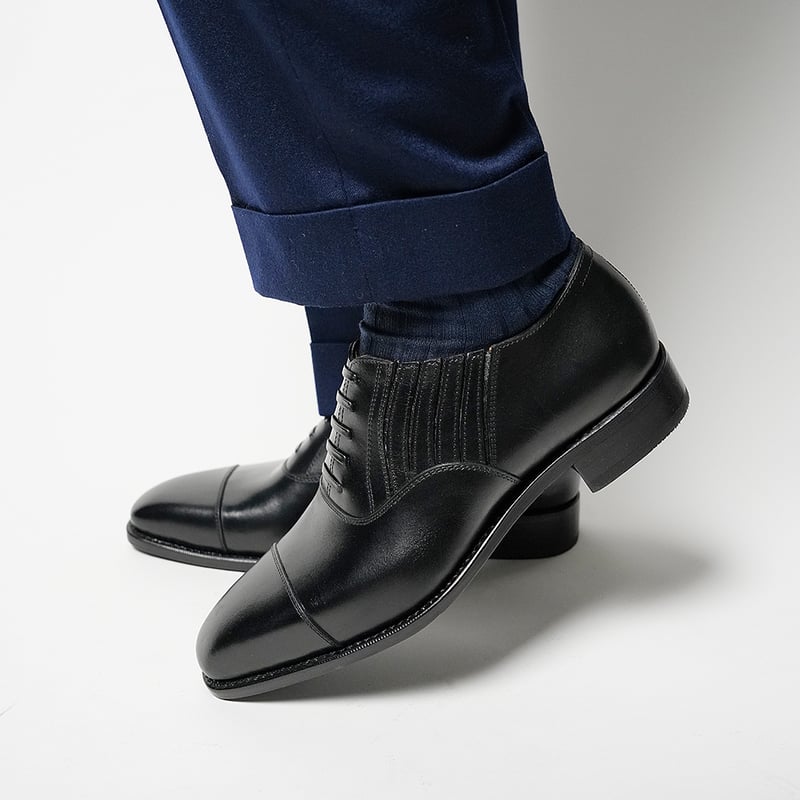 フランス アノネイ社製ボックスカーフ｜Cap toe lazy man black｜CH531