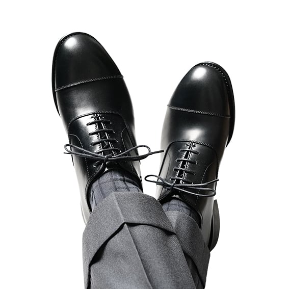 フランス アノネイ社製ボックスカーフ｜Cap toe oxford black｜CP4301F