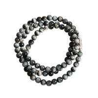 FA030603｜6mmストーン+シルバー925　3連ブレスレット / Grey Tiger Eye