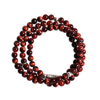 FA030621｜6mmストーン+シルバー925　3連ブレスレット / Red Tiger Eye