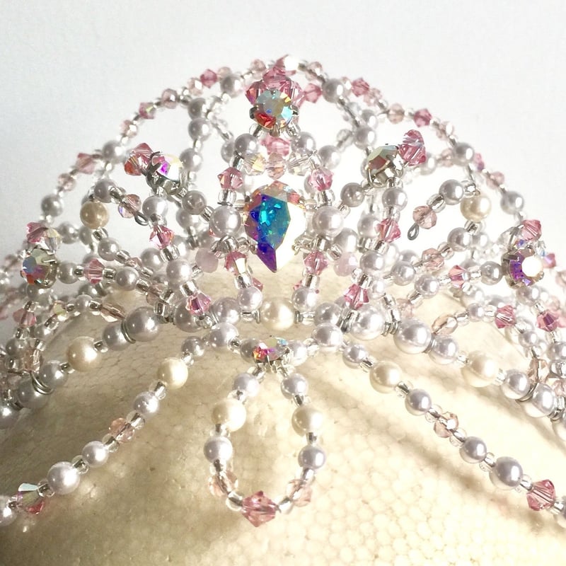 バレエ　2連ティアラ　ホワイトシルバー コーム付 f6d17e674e4800d743fff2380c9d93