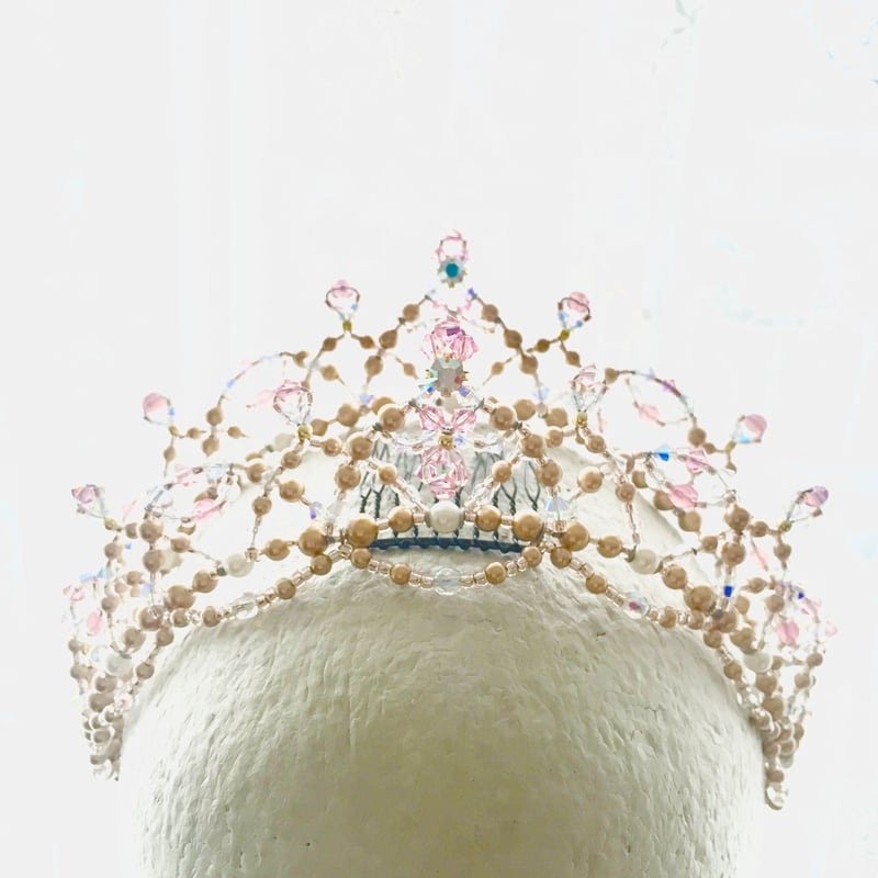 キュービックジルコニア ウェディングティアラ ロマンティックシェイプ