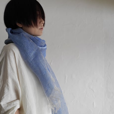 sarariリネンストールハーフ (朝露ブルー)