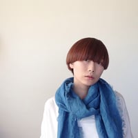 【あおもり藍コラボ】育てるリネンストール ハーフ 空色