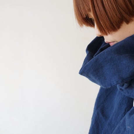 育てるストール ハーフ 起毛リネン ネイビー
