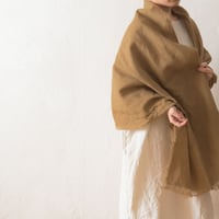 育てるストール ハーフ 起毛リネン キャメル
