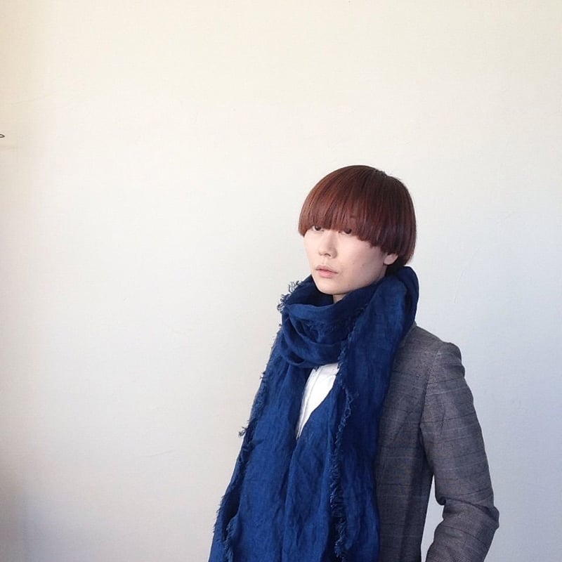 あおもり藍コラボ】育てるリネンストール ハーフ 藍色 | KOMO