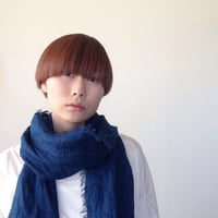 【あおもり藍コラボ】育てるリネンストール ハーフ 藍色