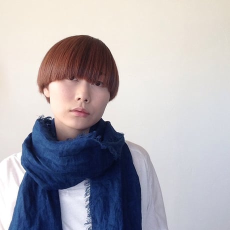 【あおもり藍コラボ】育てるリネンストール ハーフ 藍色