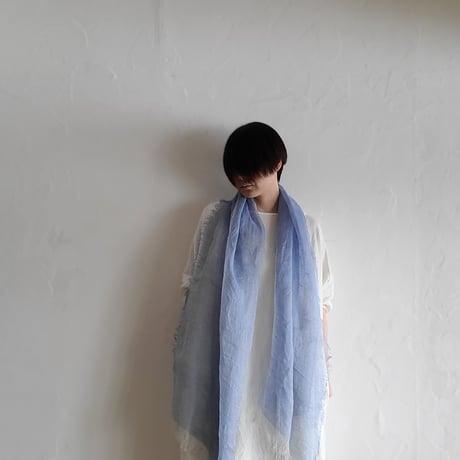 sarariリネンストールハーフ (朝露ブルー)