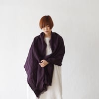 育てるストール ハーフ 起毛リネン パープル