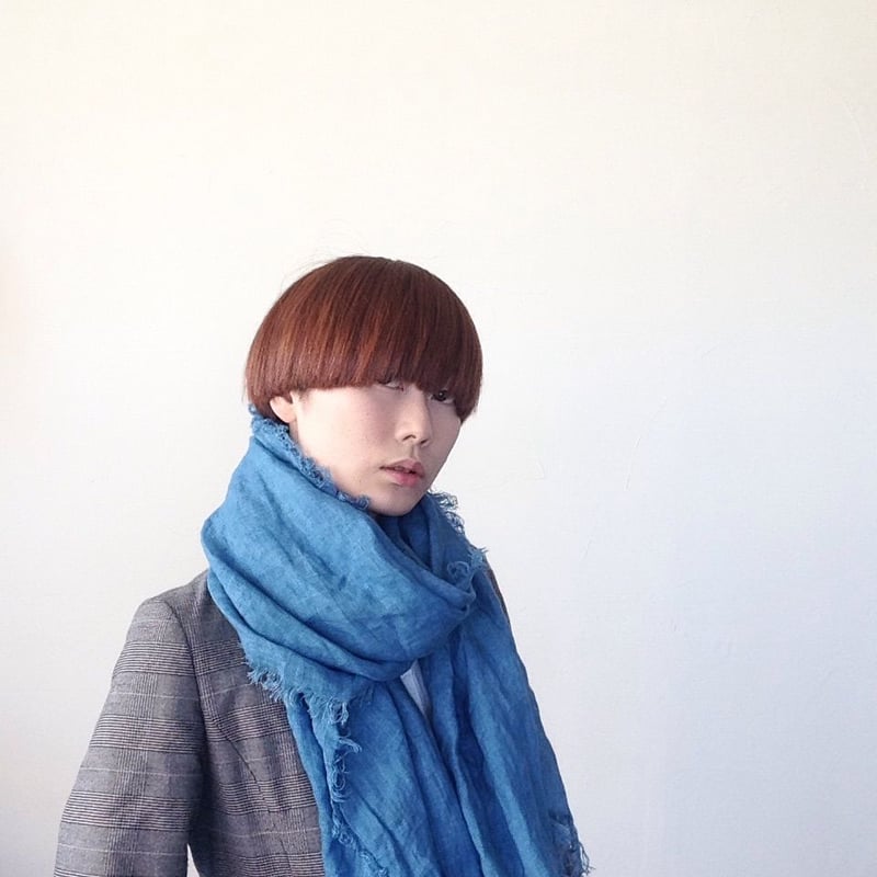 あおもり藍コラボ】育てるリネンストール ハーフ 空色 | KOMO