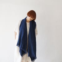 育てるストール ハーフ 起毛リネン ネイビー