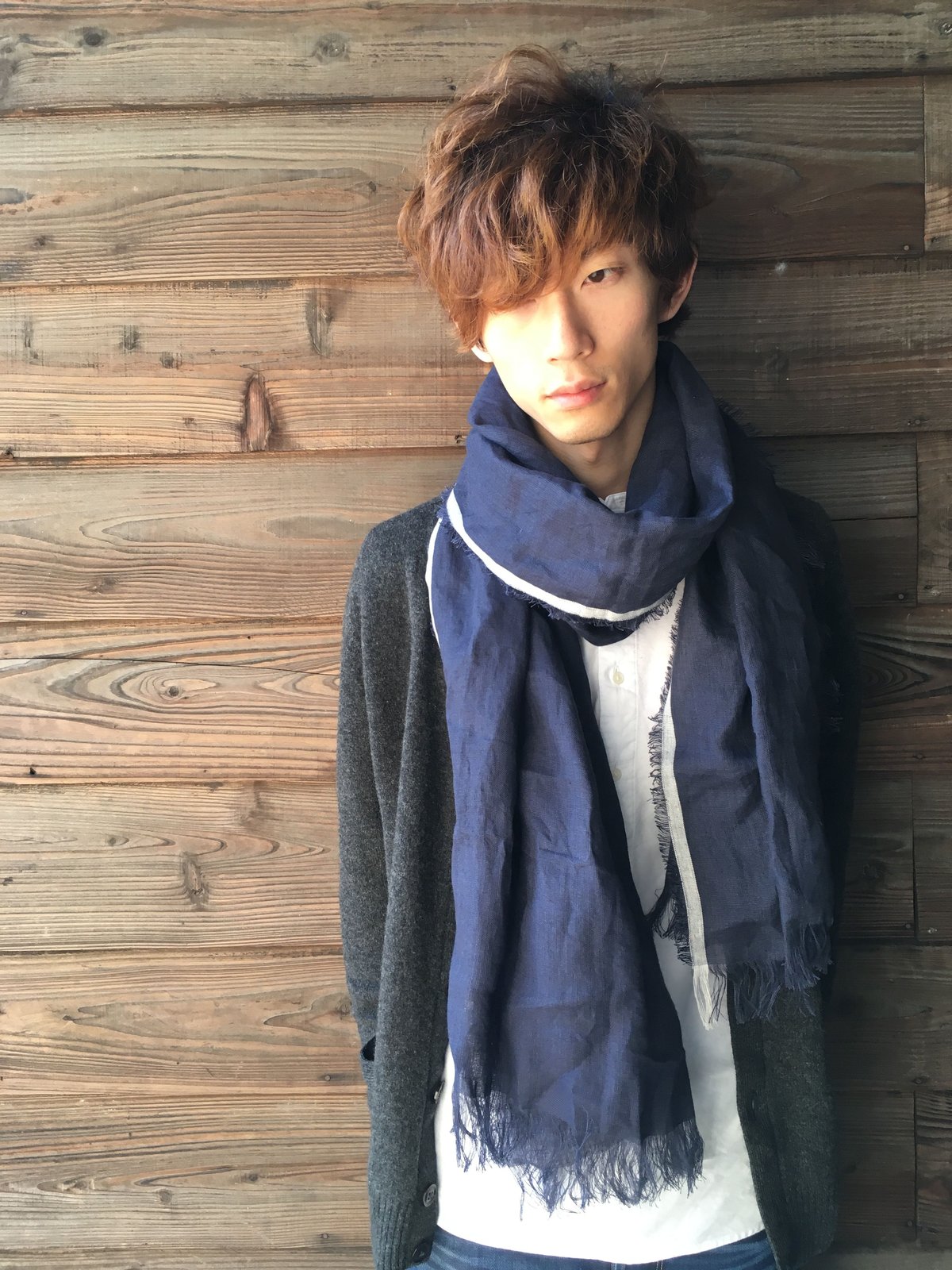 TOUJOURS 大判　リネンガーゼストール　リネンストール　インディゴ 育てるリネンストール ハーフ（インディゴi02） | KOMO