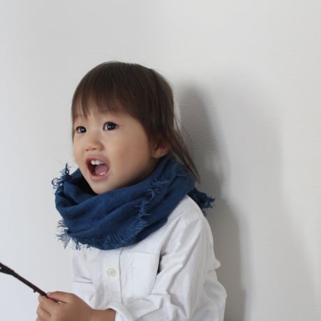【あおもり藍コラボ】育てるリネンストール キッズ 藍色