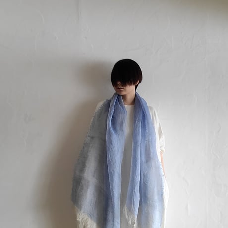 sarariリネンストールハーフ (朝露ブルー)
