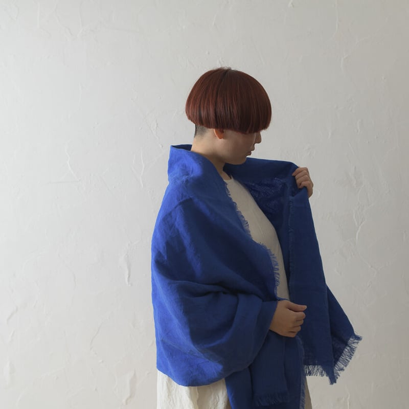 KAPITAL ブリティシュウール フロンティアJK リネン・ブルー　底値 育てるストール ハーフ 起毛リネン ブルー | KOMO