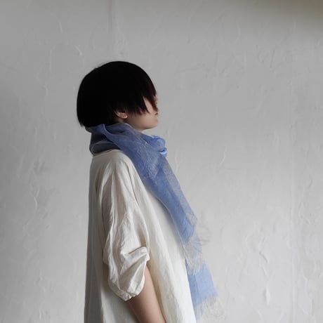 sarariリネンストールハーフ (朝露ブルー)
