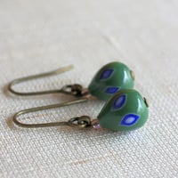 緑玉　蜻蛉玉ピアス