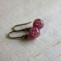 紅梅玉　菱紋　蜻蛉玉ピアス