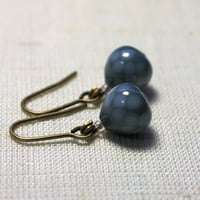 藍鼠　菱紋　蜻蛉玉ピアス