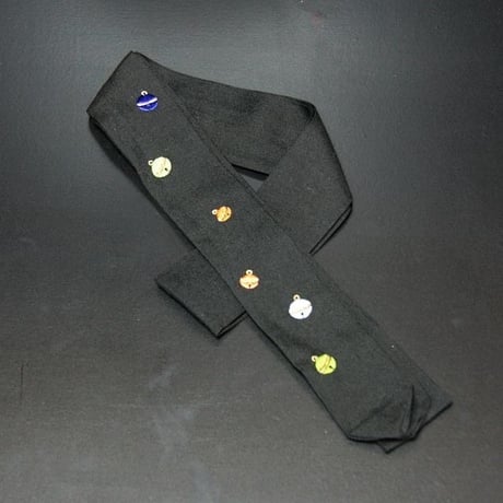 刺繍入り腰紐　鈴　黒