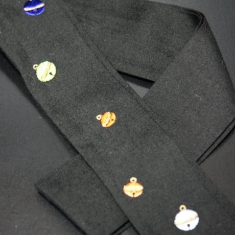 刺繍入り腰紐　鈴　黒