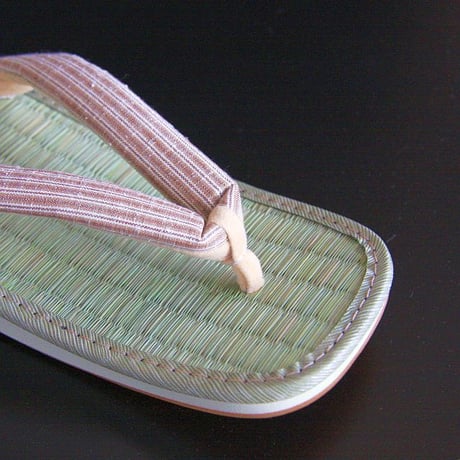 男物　い草表　鳶子持縞 三度草履（クッション草履)
