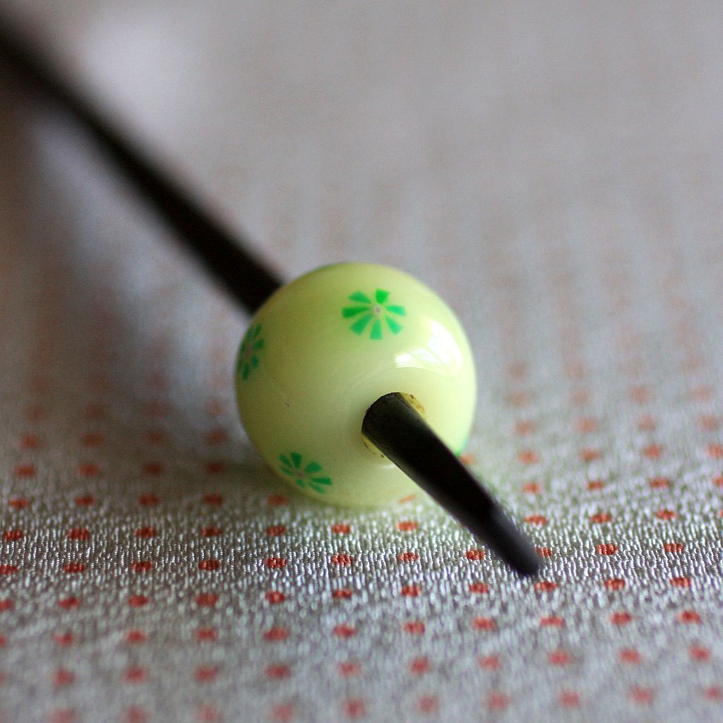 乳白玉 浅葱小紋散 蜻蛉玉簪 | ぶん屋