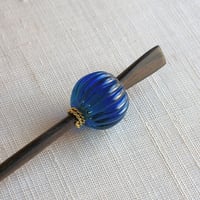 蜜柑玉　藍　蜻蛉玉簪（とんぼ玉かんざし）