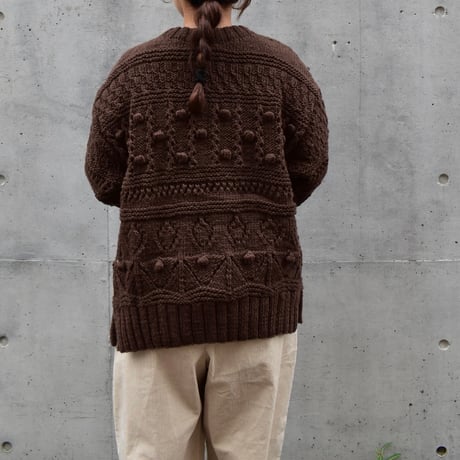 tumugu ロービングウール編み地ミックス2wayカーディガン