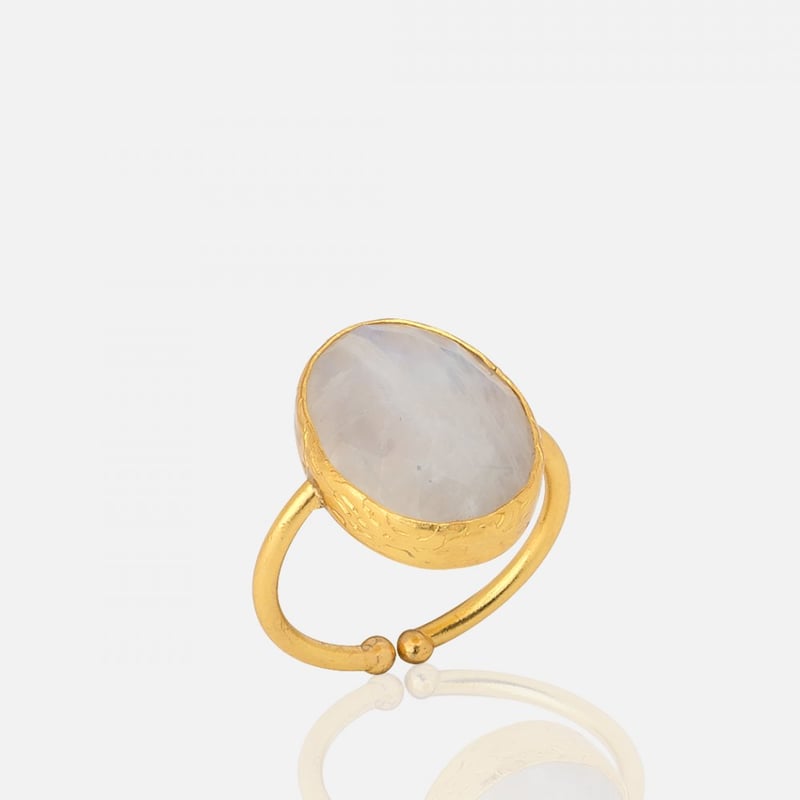オーバルストーンリング brass M / L | pivoine