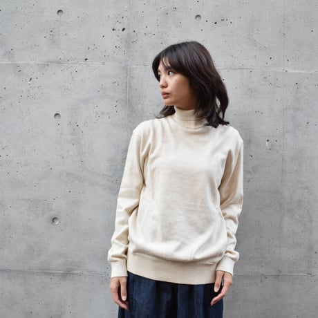 sisam オーガニックコットンリブタートルネックトップ