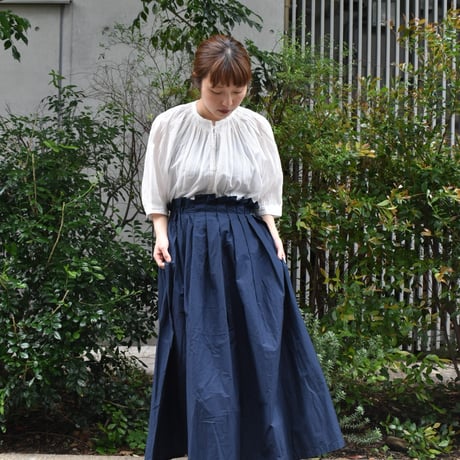 doux bleu コットンボイルギャザーブラウス