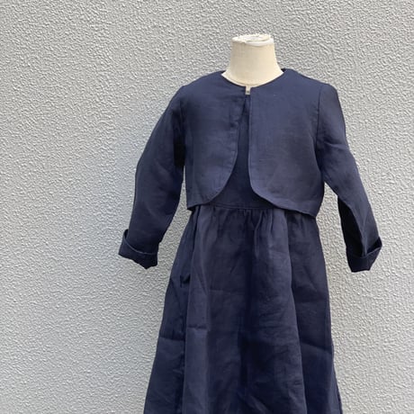 tita リネンボレロ付きワンピース ツイルネイビー kids