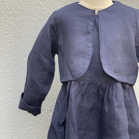 tita リネンボレロ付きワンピース ツイルネイビー kids