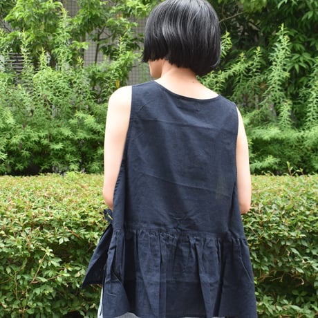 nous rendent heureux コットンリネンギャザーサイドリボン2WAYベスト