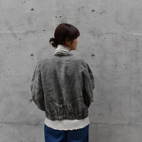 asabito リネンジップアップブルゾン