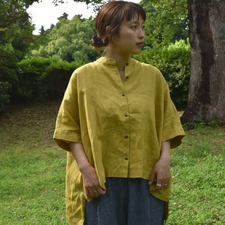nuu バンドカラー半袖シャツ