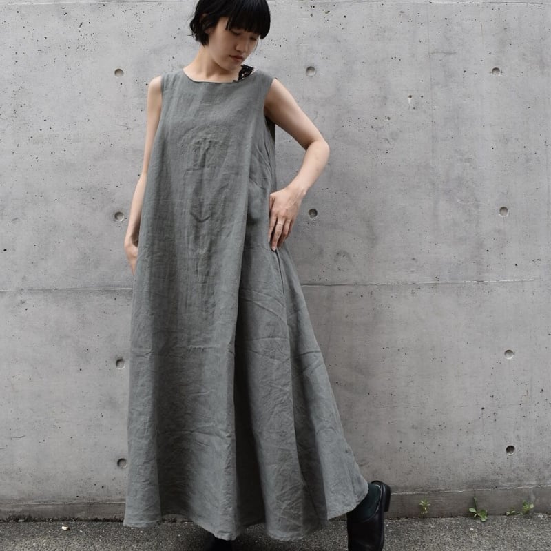 asabito リネンAラインエプロンワンピース | pivoine asabito リネンAラインエプロンワンピース | pivoine