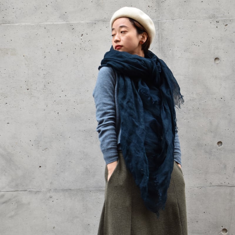 いちご様　2点おまとめ　本藍染リネンリボン さシルクストール いちご様 2点おまとめ 本藍染リネンリボン さシルクストール