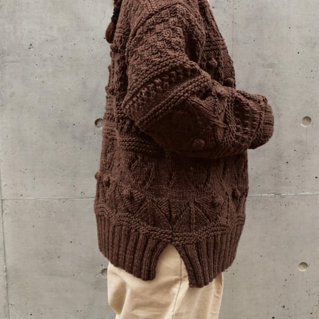tumugu ロービングウール編み地ミックス2wayカーディガン